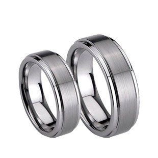 (2) Ring Set 8mm His & 6mm Hers Matte / StepEdge Tungsten Carbide Engagement Wedding Bands (Available Sizes 5 15 Including Half Sizes): Jewelry