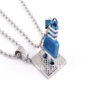 Stainless Steel Two Tone Blue / Silver Couple Power Plug Connecting Switch Socket Pendant Necklace Set His and Hers. FREE NECKLACE CHAINS INCLUDED.: Jewelry