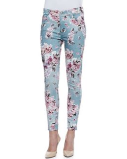 Womens Victorian Floral Print Skinny Leg Jeans   7 For All Mankind   Victorian