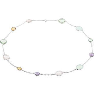Sterling Silver 20" Multiple Gemstone Necklace 20.00 INCH: Jewelry