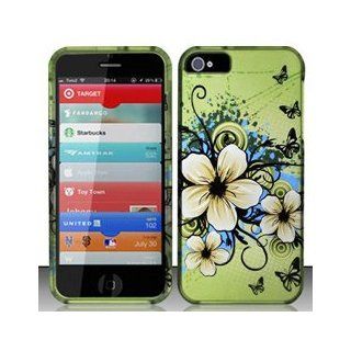 Apple iPhone 5 Hawaiian Flowers Design Snap On Hard Case Protector Cover + Screen Protector + Free Animal Rubber Band Bracelet Cell Phones & Accessories