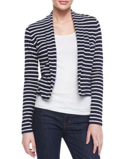 Womens Long Sleeve Striped Cardigan   Three Dots   Red (LARGE(10))