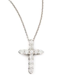 18 White Gold Diamond Cross Pendant Necklace, 0.45ct   Roberto Coin   White