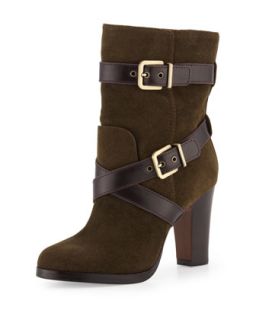 Roslin Buckle Wrap Suede Boot, Army/Brown   Pour la Victoire   Army (37.5B/7.5B)