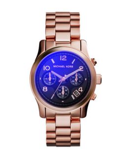 Mid Size Rose Golden Stainless Steel Runway Chronograph Watch   Michael Kors  