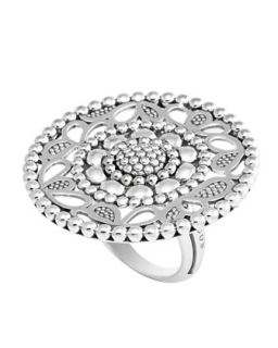 Sterling Silver Voyage Caviar Floral Ring   Lagos   Silver