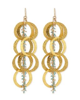 Beaded 18k Yellow Gold Plated Linked Circle Drop Earrings   Devon Leigh  