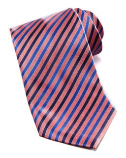 Mens Striped Silk Tie, Red   Stefano Ricci   Red