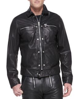 Mens Bunmi Sheepskin Leather Moto Jacket, Black   Diesel   Black (L/42)