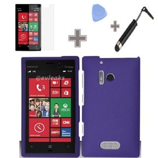 Zizo (TM) Rubberized Solid Purple Color Snap on Hard Case Skin Cover Faceplate with Screen Protector, Case Opener and Stylus Pen for Nokia Lumia 928   Verizon: Cell Phones & Accessories