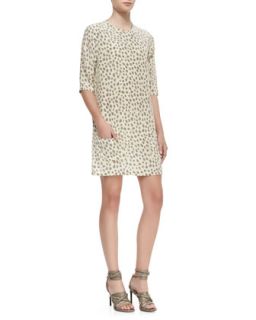 Womens Aubrey Leopard Print Shift Dress   Equipment   Bleached sand (X SMALL/0 