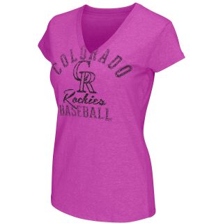 G III Womens Colorado Rockies Neon V Neck Short Sleeve T Shirt   Size: Medium,