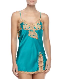 Womens Maison Satin Chemise, Turquoise   La Perla   Turquoise (X SMALL)