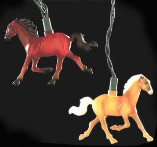 Set of 10 Running Horse Country Western Equestrian Christmas Lights   Green Wire   String Lights