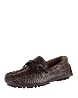 Mens Grant Canoe Reptile Texture Moccasin, Chestnut   Cole Haan   Chesnut (7.