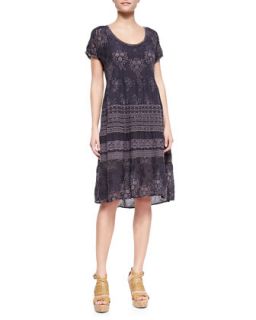 Embroidered Georgette Short Sleeve Dress, Womens   Johnny Was Collection  