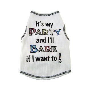 I See Spot's Dog Pet Cotton T Shirt Tank, It's My Party and I'll Bark If I Want To, Medium, White : Dog Clothes : Pet Supplies