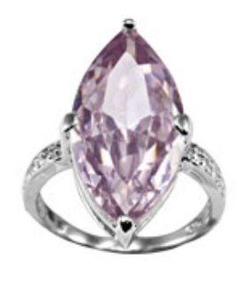 Farah Lavender Solitaire Cubic Zirconia .925 Silver Ring Size 8: Jewelry