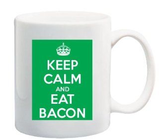 Keep Calm And Eat Bacon Coffee Mug: Kitchen & Dining