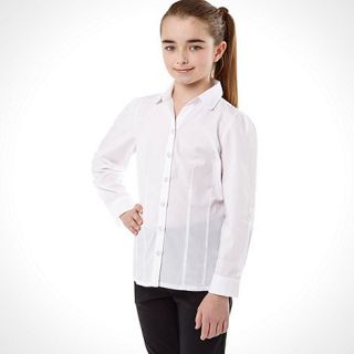 Girls white roll sleeve school uniform blouse