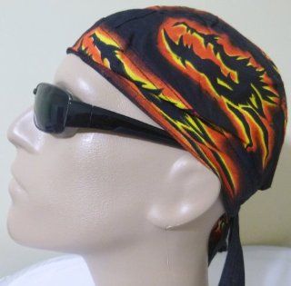 Black Bikers Cap with Chinese/ Asian Dragon Design in Red, Orange and Yellow, Also Known As Headwraps, Skullies, Skull Caps, Bandanas/ Bandannas Keywords Flames Fire Celebrate the Chinese New Year : Other Products : Everything Else
