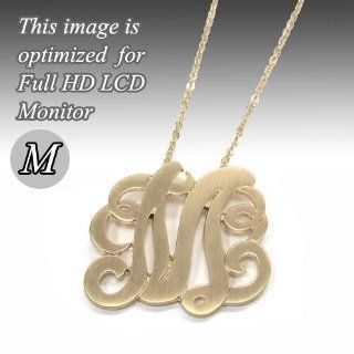 Designer Inspired Gold Letter M Initial Jewelry, Initial Necklace. Size 16"l(2.5"extension) Ave. Pendant Size 1.2"x 1.2": Charm Bracelets: Jewelry