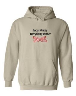 Tasty Threads Bacon Makes Everything Better Adult Hooded Sweatshirt: Clothing
