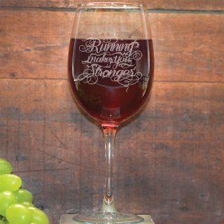 Running Makes You Stronger Wine Glass: Kitchen & Dining