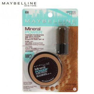 Maybelline New York Mineral Power Powder Foundation, Sandy Beige 930, Medium 1, 0.28 Ounce, 1 Pack. : Facial Sprays And Mists : Beauty