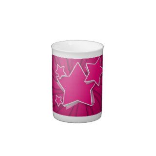 Super Hot Pink Stars and Swirl Background Porcelain Mugs