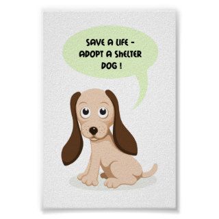 Save a life   adopt a shelter dog cartoon poster