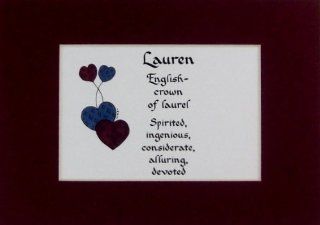 Personalized Girl Name Meaning Lauren Wall Picture Keepsake Gift Made in the USA   Decorative Plaques