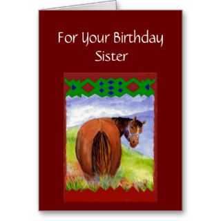 Sister Funny Birthday Wishes Horses  Diet Cake Greeting Cards