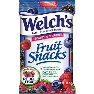 Welchs Fruit Snacks, Berries N Cherries, 5 oz. Bags, 12 Bags/Box  Make More Happen at