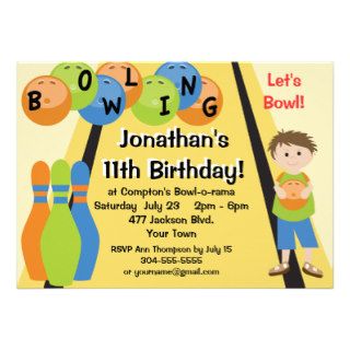 Customizable Let's Go Bowling Birthday Party Personalized Invitations