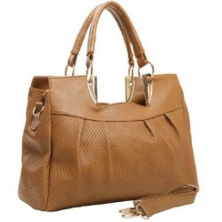 HELKI Caramel Textured Top Double Handle Office Tote Satchel Shopper Hobo Handbag Purse Shoulder Bag: Shoes