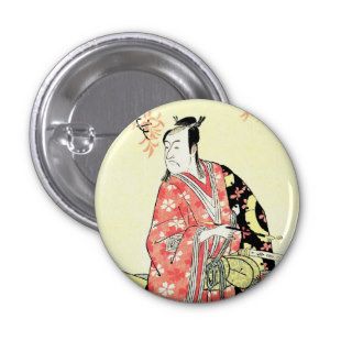 Classic ukiyo e Traditional Japanese Samurai art Pinback Buttons 