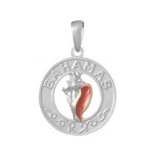 Sterling Silver Charm Bahamas On Round Frame Enamel Conch Shell: Million Charms: Jewelry