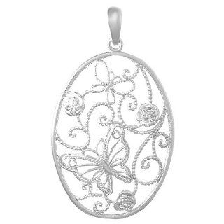 925 Sterling Silver Trend Necklace Charm Pendant, Butterfly Cluster In Ova Charms Jewelry