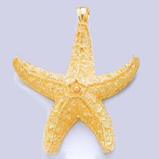 Gold Nautical Charm Pendant Large Starfish Textured: Million Charms: Jewelry
