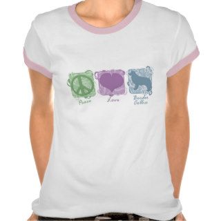 Pastel Peace, Love, and Border Collies Tees