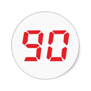 90 ninety red alarm clock digital number sticker