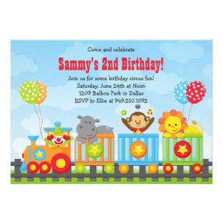 Kids Circus Train Birthday Party Invitation