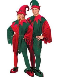 Elf Set Velvet Hat Tunic Shoes Christmas Costume   Most Adults: Costume Footwear: Clothing