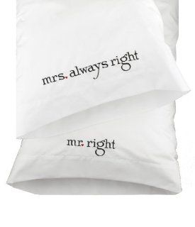 Hortense B. Hewitt Wedding Accessories Mr. and Mrs. Right Pillowcases, Set of 2   Engagement Gifts