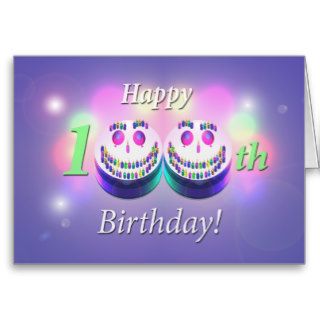 Happy 100th Birthday Smiley Cakes Greeting Cards