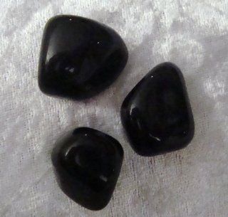3 Tumbled Black Obsidian Stones Gemstones Crystals Healing Rocks Wiccan Supplies: Everything Else