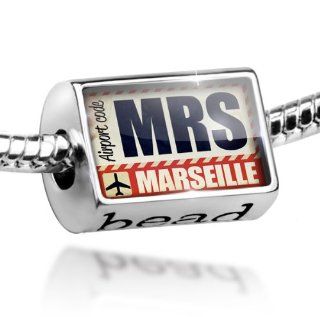 Bead Airportcode MRS Marseille   Charm Fit All European Bracelets , Neonblond: NEONBLOND: Jewelry