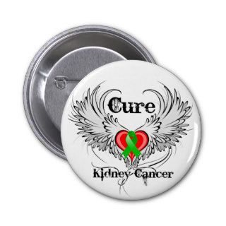 Cure Kidney Cancer Heart Tattoo Wings Pinback Buttons