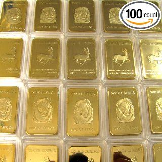 100 (One Hundred) 1 Troy Ounce Krugerrand Bars 24k .999 Gold Clad Art Bars + Bonus Gold Buffalo Nickel!: Precious Metals Raw Materials: Industrial & Scientific